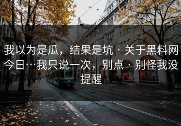 我以为是瓜，结果是坑 · 关于黑料网今日…我只说一次，别点 · 别怪我没提醒
