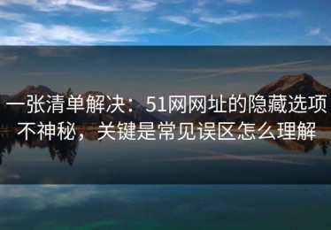 一张清单解决：51网网址的隐藏选项不神秘，关键是常见误区怎么理解