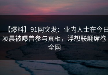 【爆料】91网突发：业内人士在今日凌晨被曝曾参与真相，浮想联翩席卷全网