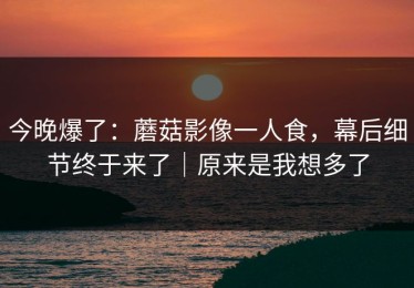 今晚爆了：蘑菇影像一人食，幕后细节终于来了｜原来是我想多了
