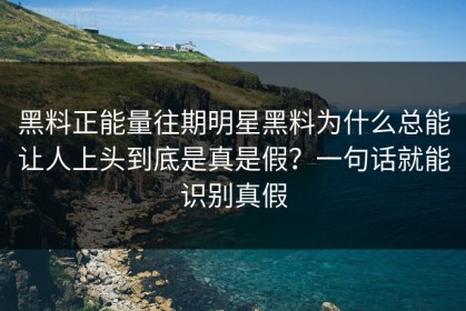 黑料正能量往期明星黑料为什么总能让人上头到底是真是假？一句话就能识别真假