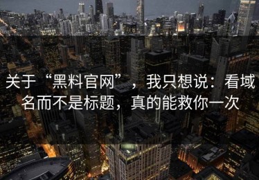 关于“黑料官网”，我只想说：看域名而不是标题，真的能救你一次