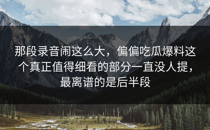 那段录音闹这么大，偏偏吃瓜爆料这个真正值得细看的部分一直没人提，最离谱的是后半段