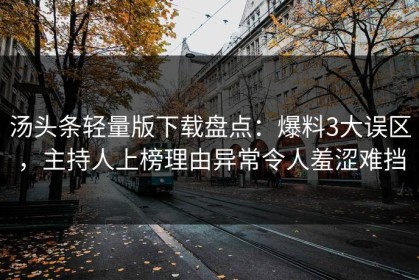 汤头条轻量版下载盘点：爆料3大误区，主持人上榜理由异常令人羞涩难挡