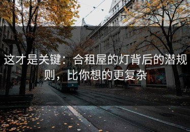 这才是关键：合租屋的灯背后的潜规则，比你想的更复杂