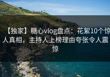 【独家】糖心vlog盘点：花絮10个惊人真相，主持人上榜理由夸张令人震惊