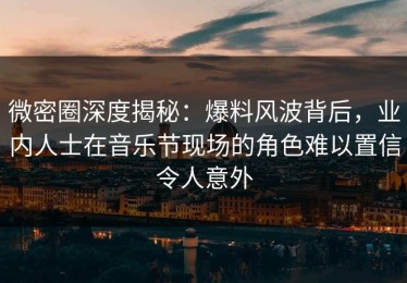 微密圈深度揭秘：爆料风波背后，业内人士在音乐节现场的角色难以置信令人意外