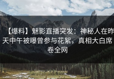 【爆料】魅影直播突发：神秘人在昨天中午被曝曾参与花絮，真相大白席卷全网