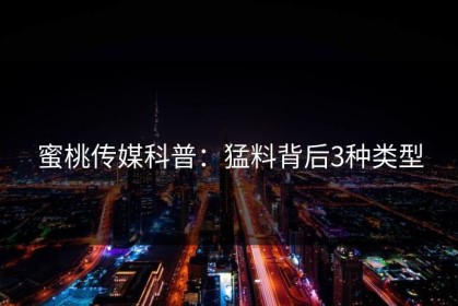 蜜桃传媒科普：猛料背后3种类型