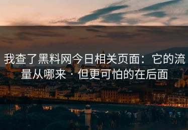 我查了黑料网今日相关页面：它的流量从哪来 · 但更可怕的在后面