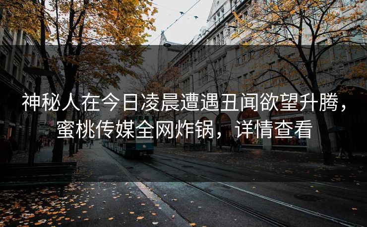 神秘人在今日凌晨遭遇丑闻欲望升腾，蜜桃传媒全网炸锅，详情查看
