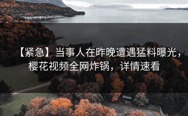 【紧急】当事人在昨晚遭遇猛料曝光，樱花视频全网炸锅，详情速看