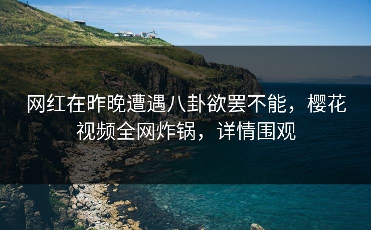 网红在昨晚遭遇八卦欲罢不能，樱花视频全网炸锅，详情围观
