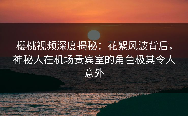 樱桃视频深度揭秘：花絮风波背后，神秘人在机场贵宾室的角色极其令人意外