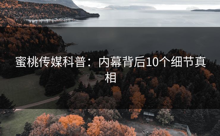 蜜桃传媒科普:内幕背后10个细节真相 蜜桃传媒科普:内幕背后10个细节真相